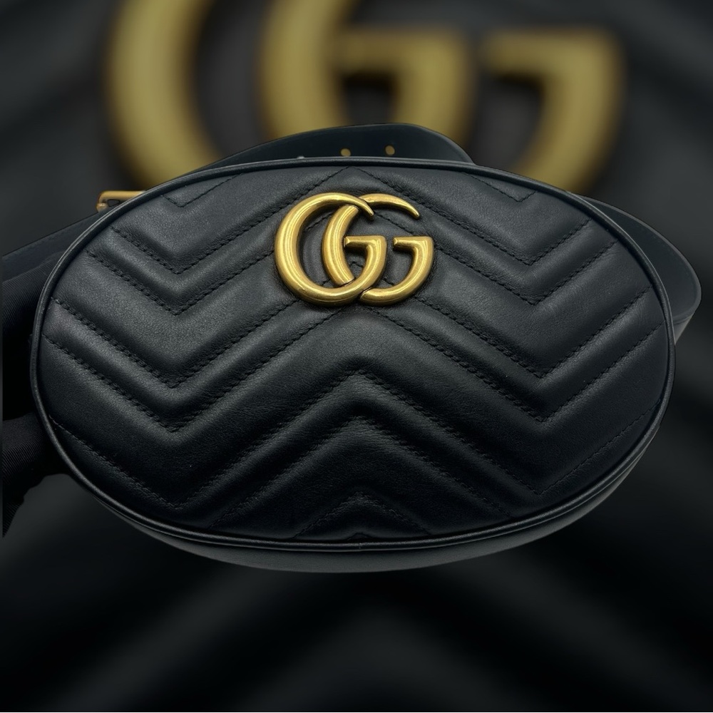 ‼️SOLD‼️ Authentic Gucci G Marmont medium Leather Belt Bag great condition
